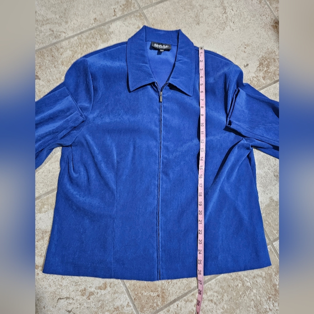 Briggs New York Womens Royal Blue Suede Look Zip Jacket 18W Vintage 90s Blazer - Picture 7 of 7